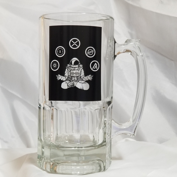 Giant Crypto Sports Beer Glass Mug XRP XLM ALGO ADA XDC - Picture 2 of 6